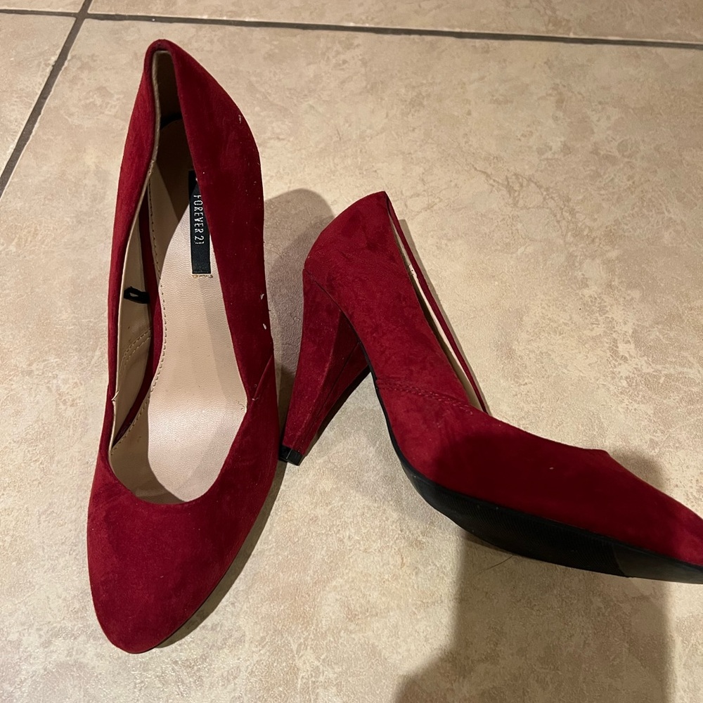 Nine West Deep Red Suede Heels